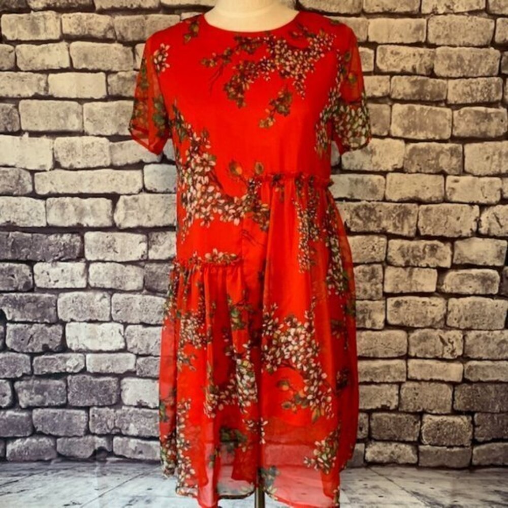 Hoyoso Floral Short Sleeve Dress Size Small